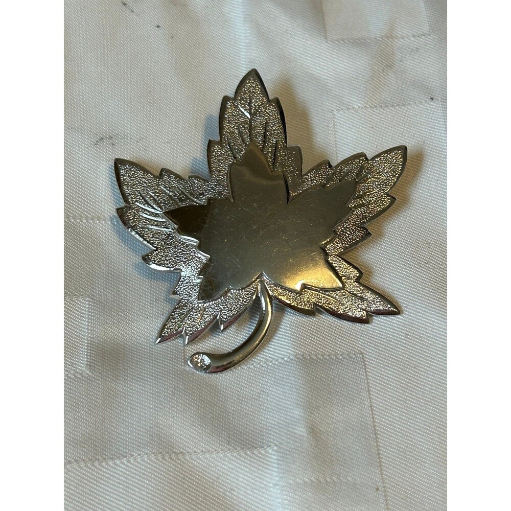 Vintage Monet Double Maple Leaf Silver-Tone Brooch.